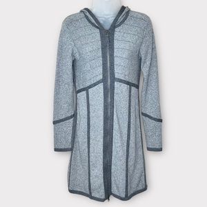 TITLE NINE gray hooded merino wool blend full zip sweater dress size small